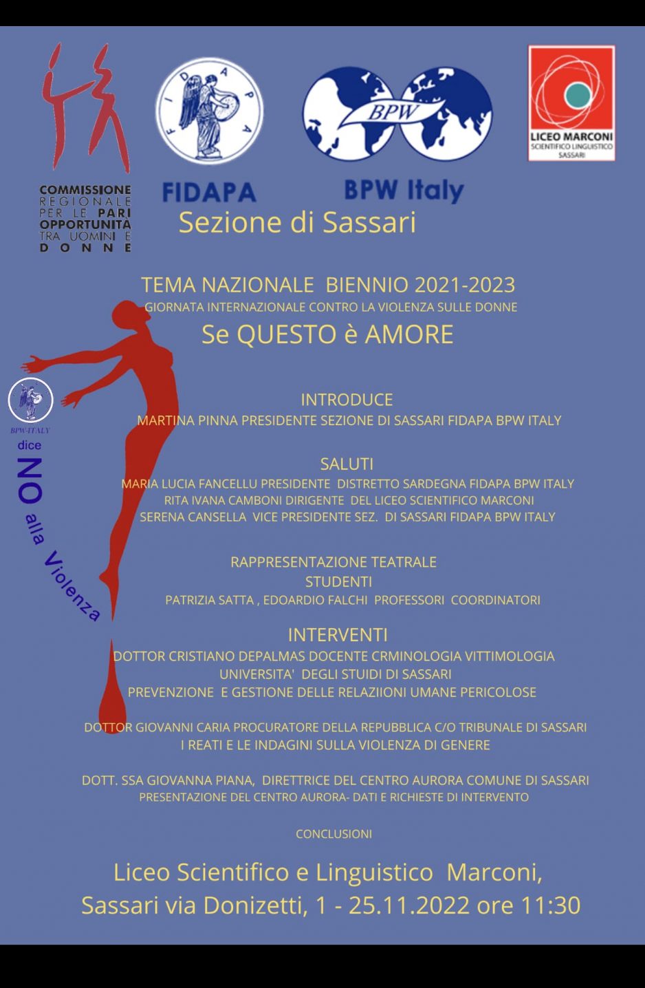Evento Fidapa Sassari per il 25 novembre: Progetto Aurora tra i relatori