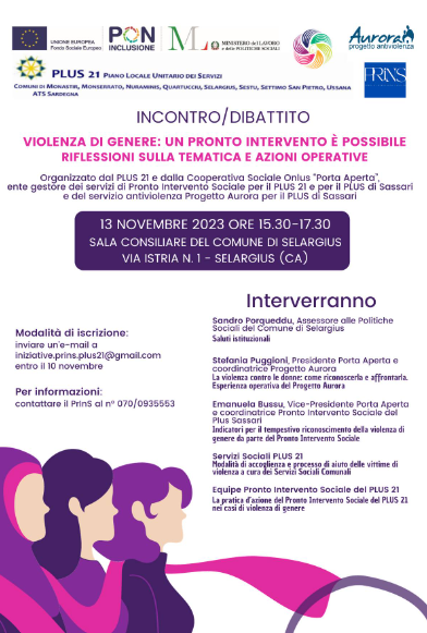 13 novembre: convegno a Selargius sul tema della violenza sulle donne