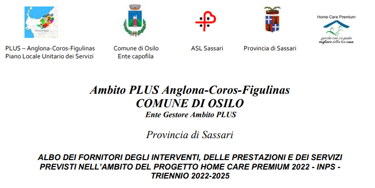 Porta Aperta nell’Albo dei soggetti accreditati del PLUS Osilo per HCP