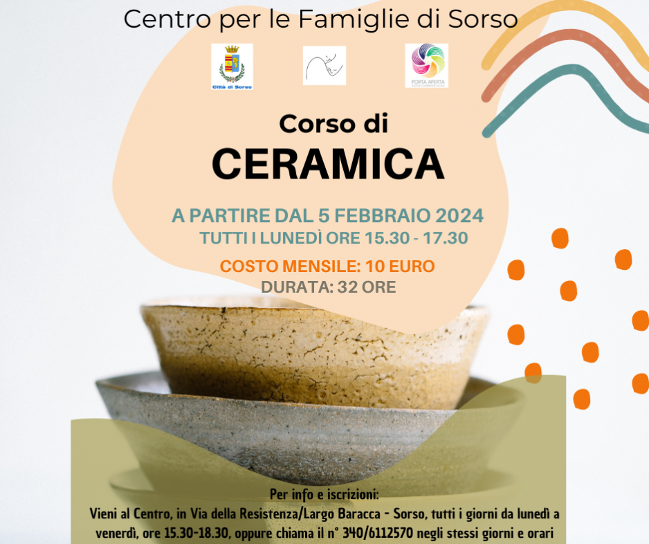 Corso di ceramica al Centro per le Famiglie di Sorso