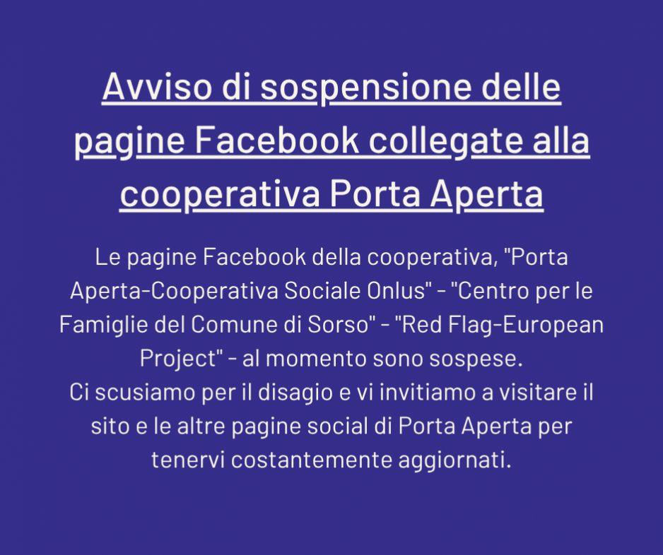 Avviso di malfunzionamento delle pagine Facebook