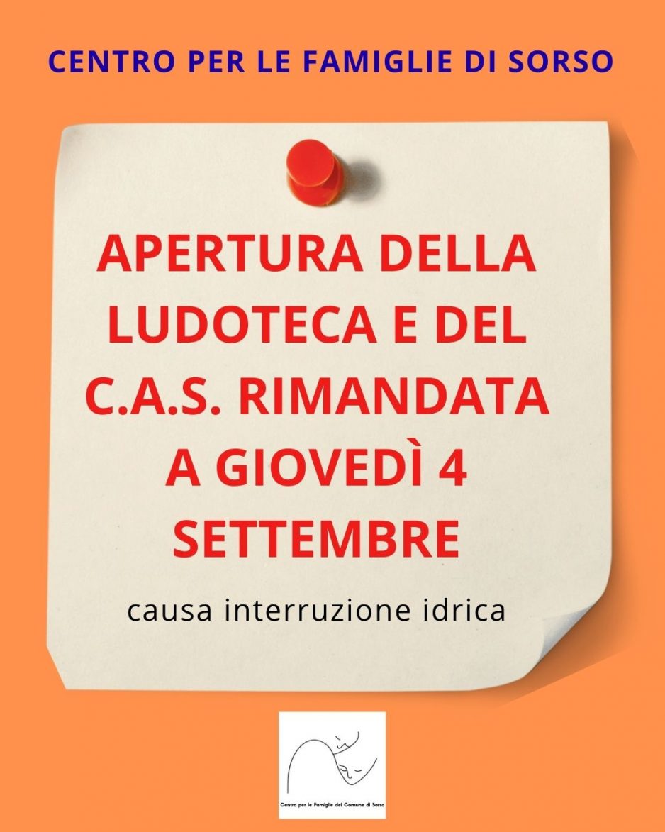 Apertura della Ludoteca e del CAS di Sorso rimandata al 4 settembre