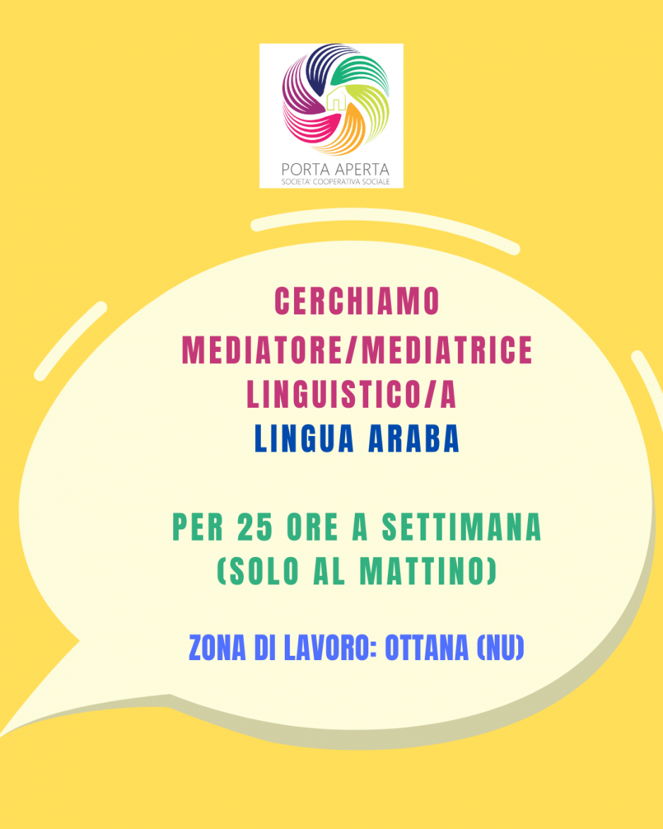 Ad Ottana cerchiamo mediatore/mediatrice lingua araba