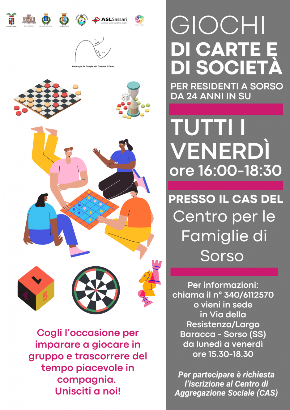 Al CAS di Sorso un nuovo laboratorio di giochi di società