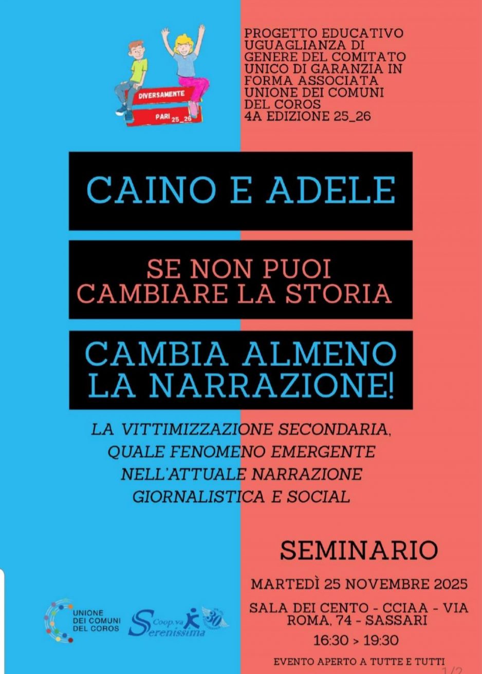 25 novembre: parliamo di comunicazione e violenza di genere a Caino e Adele