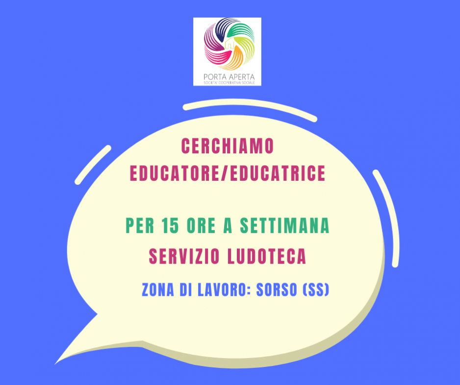 Cercasi educatore/educatrice per Ludoteca a Sorso
